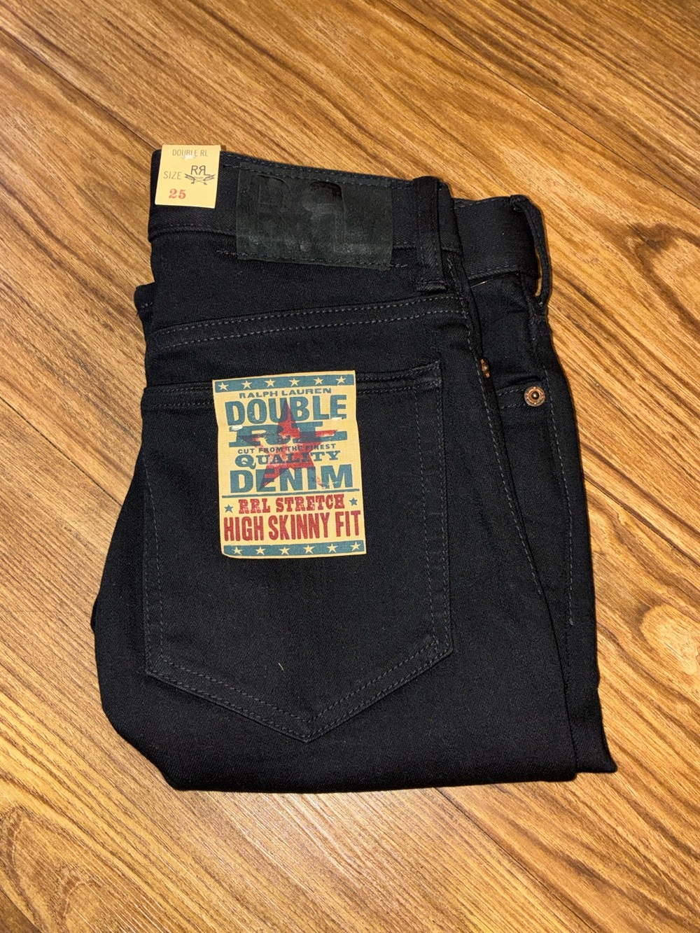 RRL Black High Rise Stretch Skinny Jeans